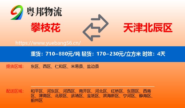 攀枝花到北辰区物流专线名片