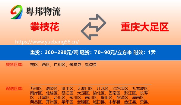 攀枝花到大足区物流专线名片