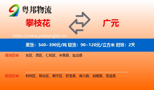 攀枝花到广元物流专线名片