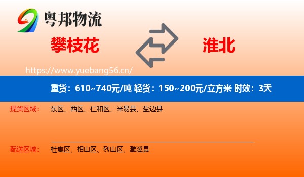 攀枝花到淮北物流专线名片