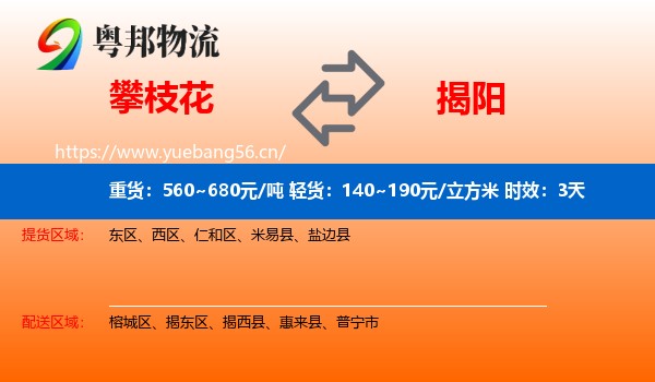 攀枝花到揭阳物流 攀枝花到揭阳物流专线名片