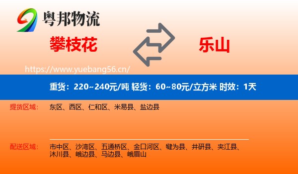 攀枝花到乐山物流专线名片