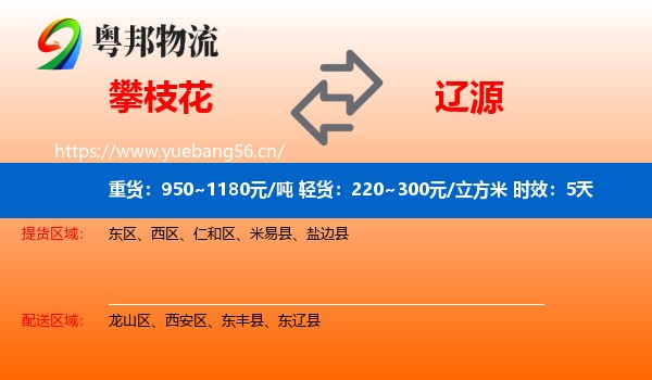 攀枝花到辽源物流专线名片