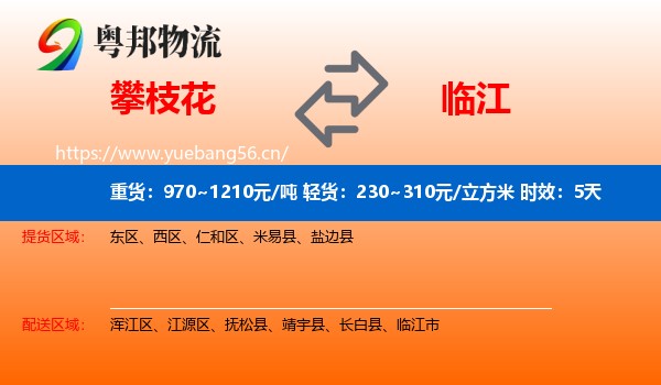 攀枝花到临江市物流专线名片