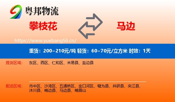攀枝花到马边县物流专线名片
