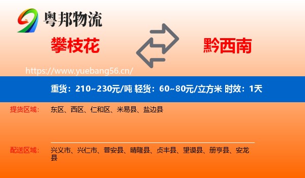 攀枝花到黔西南物流专线名片