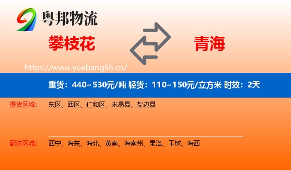 攀枝花到青海物流专线名片