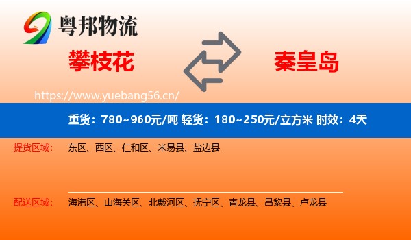 攀枝花到秦皇岛物流专线名片