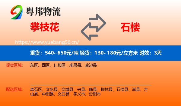 攀枝花到石楼县物流专线名片