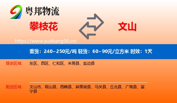 攀枝花到文山物流 攀枝花到文山物流专线名片