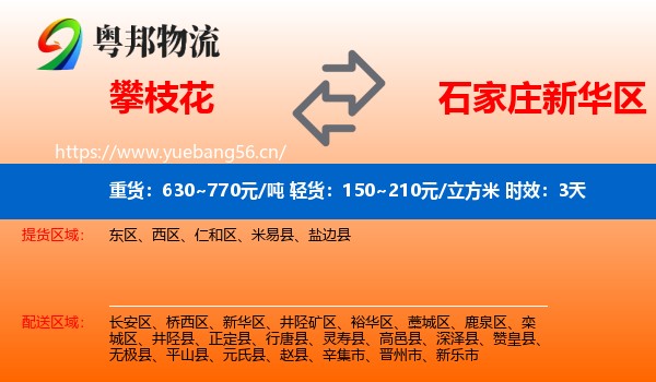攀枝花到新华区物流专线名片