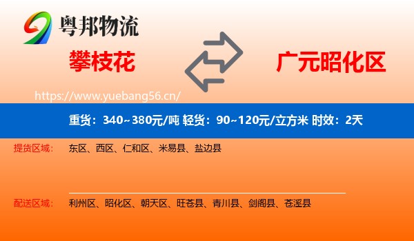 攀枝花到昭化区物流专线名片
