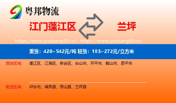 江门蓬江区到兰坪县物流