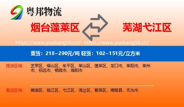 烟台蓬莱区到弋江区物流