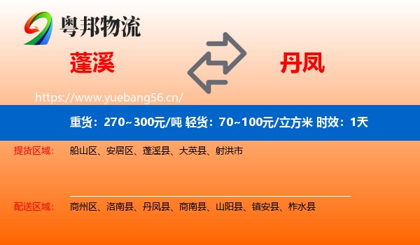 蓬溪到丹凤县物流专线名片