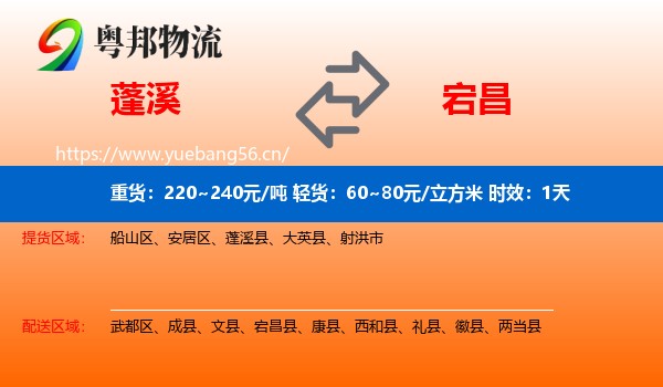蓬溪到宕昌县物流专线名片