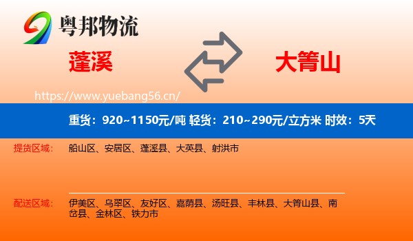 蓬溪到大箐山县物流专线名片