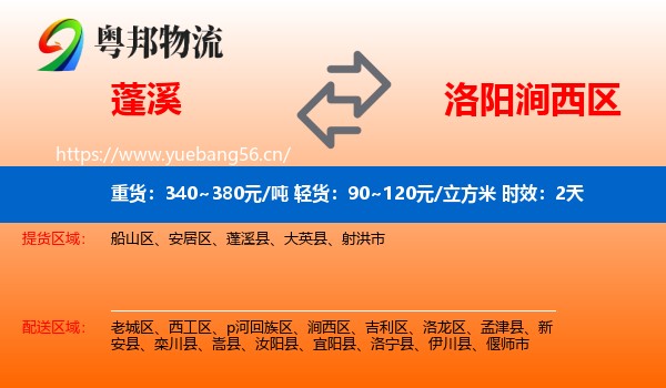 蓬溪到涧西区物流专线名片