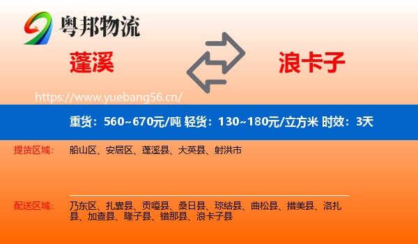 蓬溪到浪卡子县物流专线名片