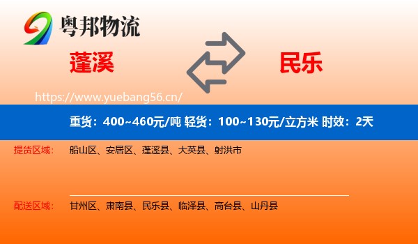 蓬溪到民乐县物流专线名片