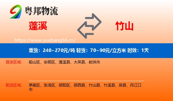 蓬溪到竹山县物流专线名片
