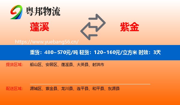 蓬溪到紫金县物流专线名片