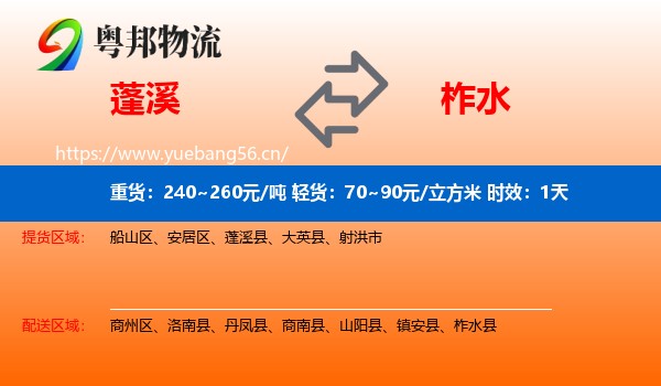 蓬溪到柞水县物流专线名片