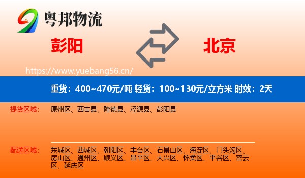 彭阳到北京物流专线名片