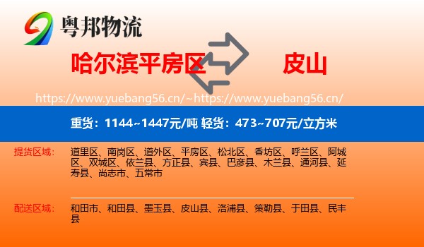 哈尔滨平房区到皮山县物流