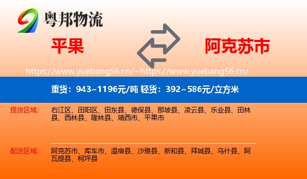 平果到阿克苏市物流