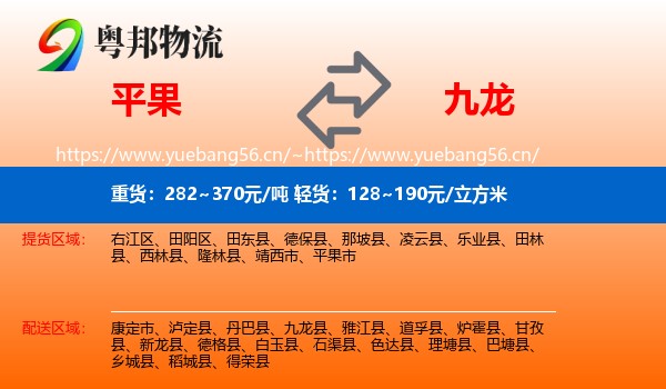 平果到九龙县物流