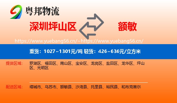 深圳坪山区到额敏县物流
