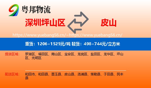 深圳坪山区到皮山县物流