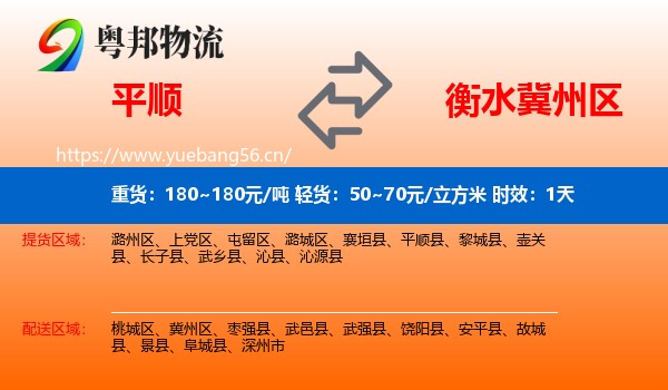 平顺到冀州区物流专线名片
