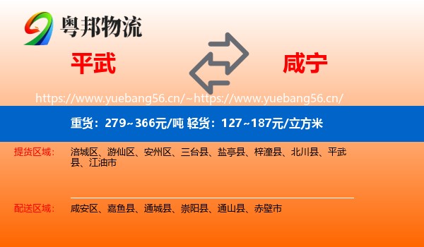 平武到咸宁物流