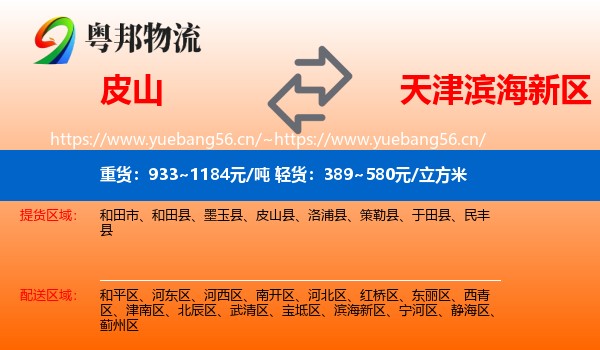 皮山到滨海新区物流