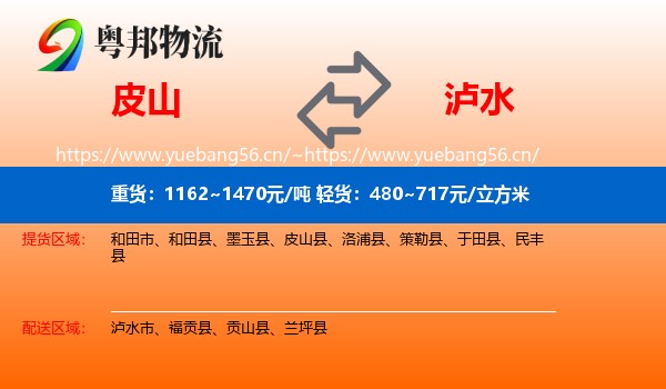皮山到泸水市物流