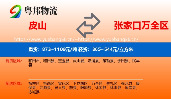 皮山到万全区物流
