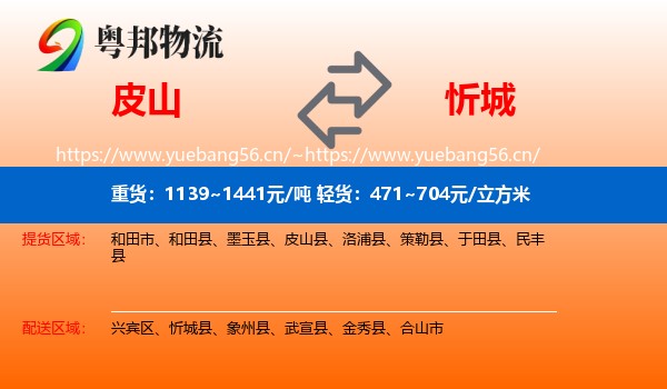 皮山到忻城县物流