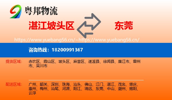 湛江坡头区到东莞物流