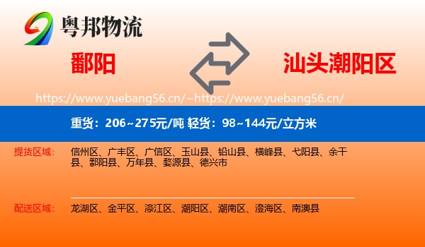 鄱阳到潮阳区物流