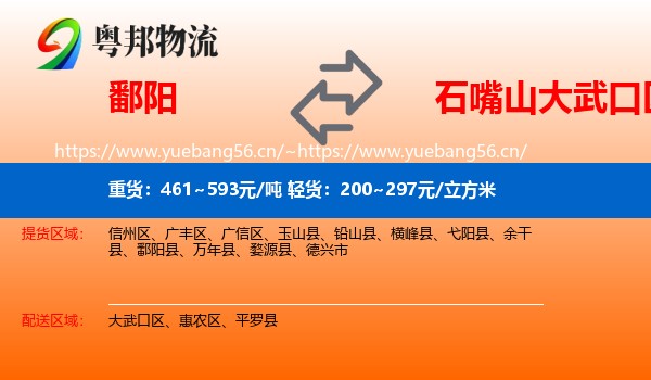 鄱阳到大武口区物流