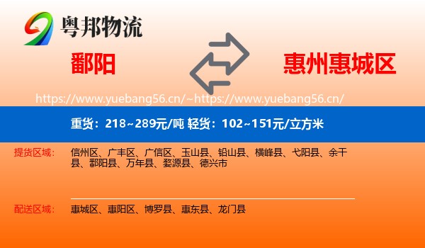 鄱阳到惠城区物流