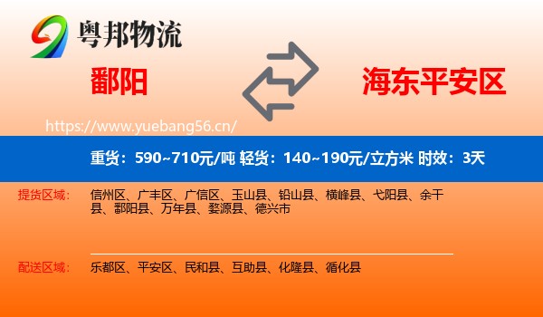 鄱阳到平安区物流专线名片