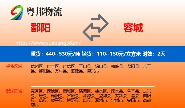 鄱阳到容城县物流专线名片