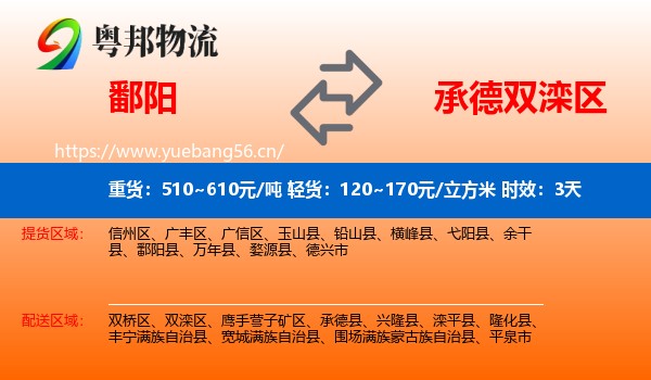 鄱阳到双滦区物流专线名片