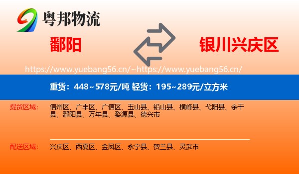 鄱阳到兴庆区物流