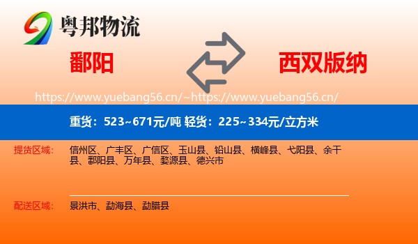 鄱阳到西双版纳物流