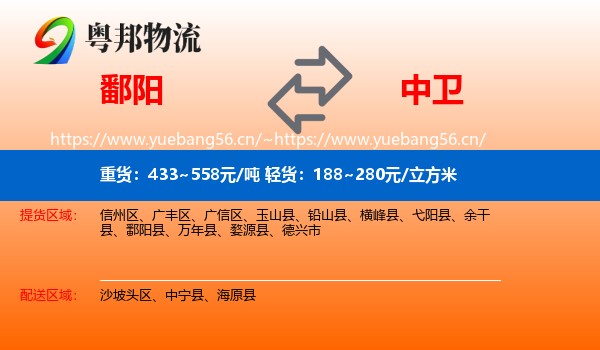 鄱阳到中卫物流