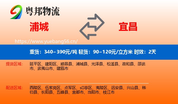 浦城到宜昌物流专线名片